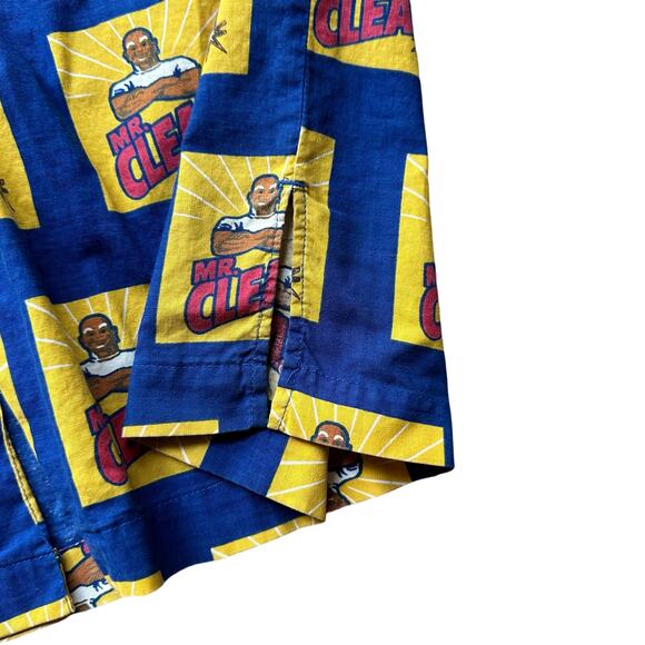 2001 Mr. Clean Shirt Mens M SS up Hawaiian Shirt Button Down GUC - Picture 7 of 9